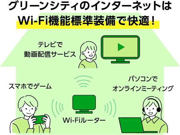 グリーンシティのインターネットはWi-Fi機能標準装備で快適！