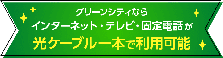 グリーンシティならインターネット・テレビ・固定電話が光ケーブル一本で利用可能